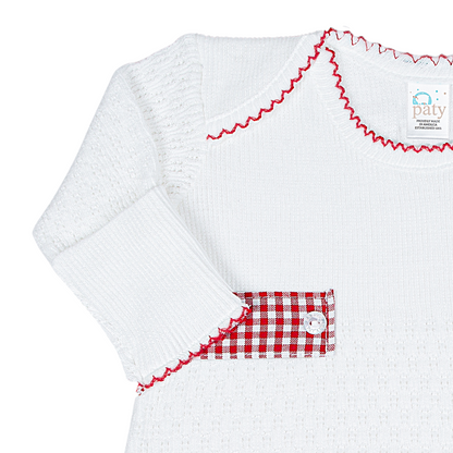 Paty Knit Overlap Shoulder Gown (Gingham Tabs) #115GHM