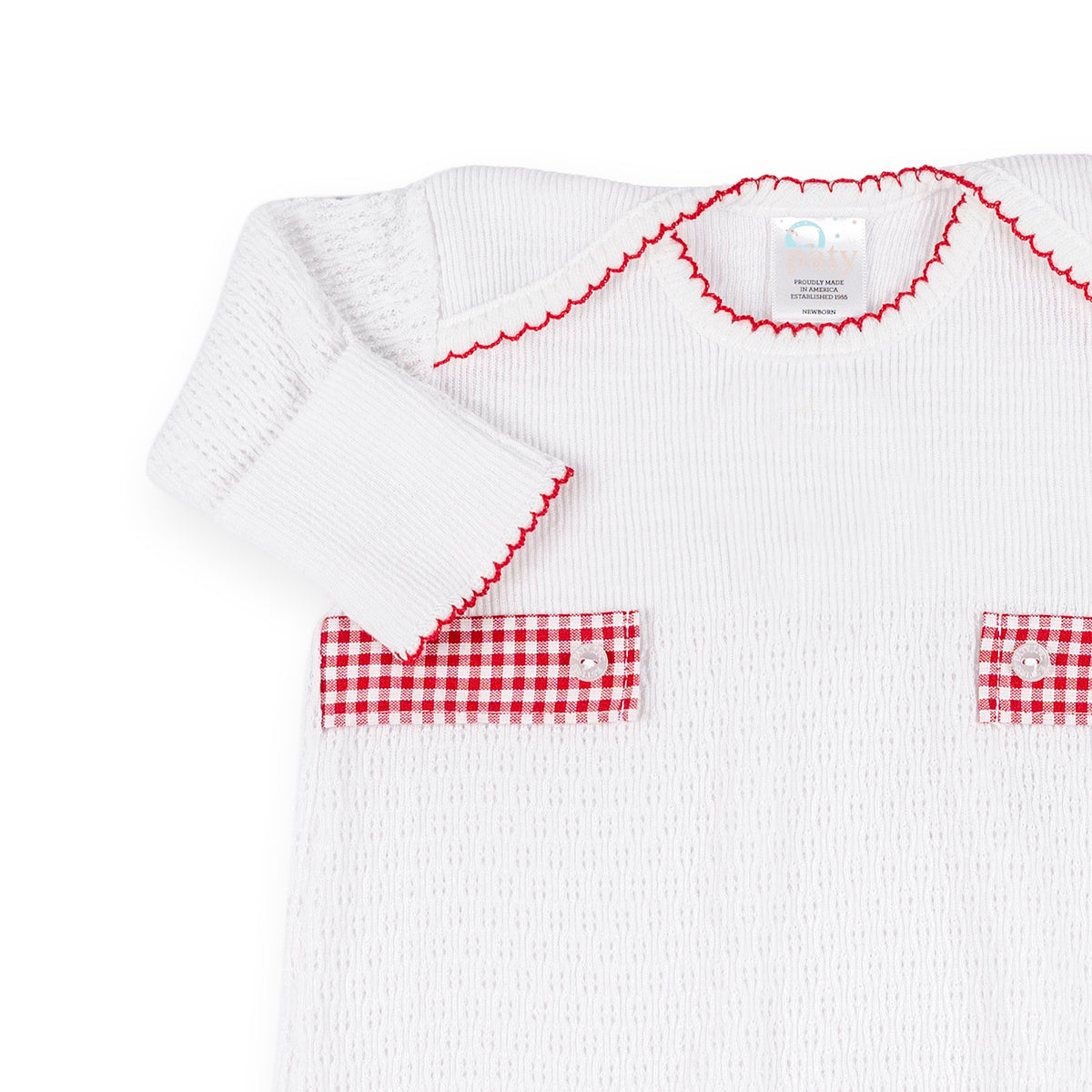 PatyKnit™ Overlap Shoulder Gown with Gingham Tab
