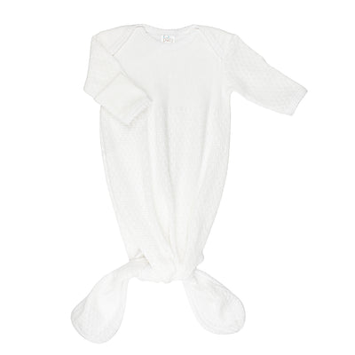Paty Knit Knotted Overlap Gown White with Trim Colors