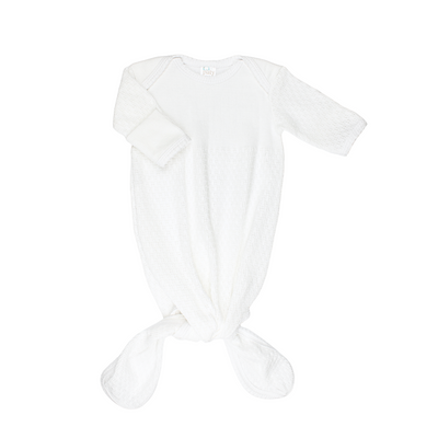 Paty Knit Knotted Overlap Gown White with Trim Colors