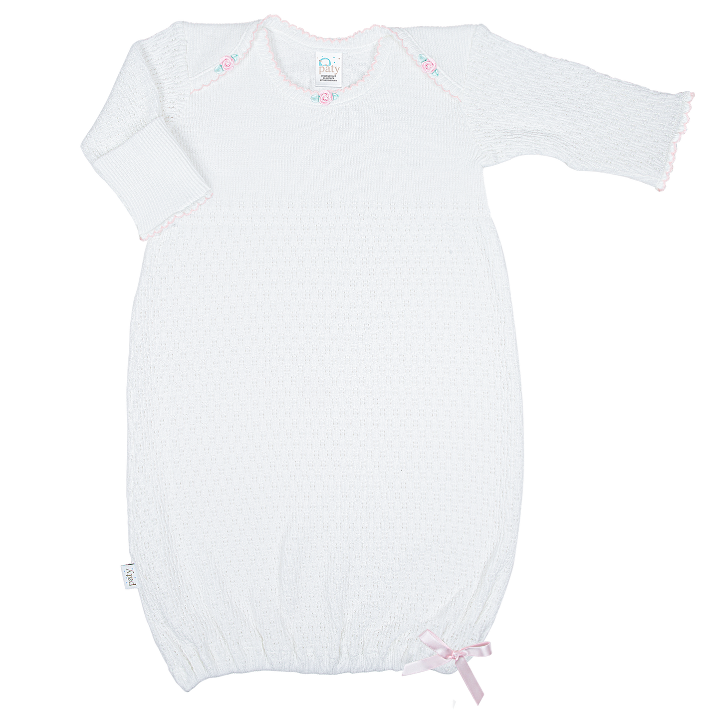 Paty Knit Overlap Shoulder Gown (with Rosettes)