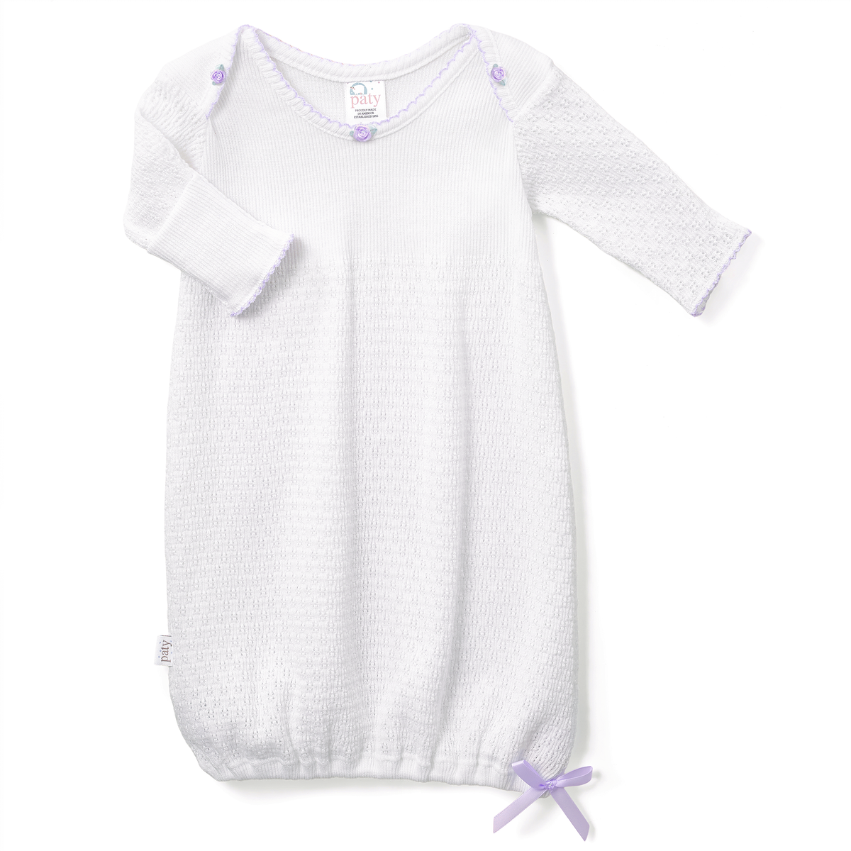 PatyKnit™ Overlap Shoulder Gown with Rosettes