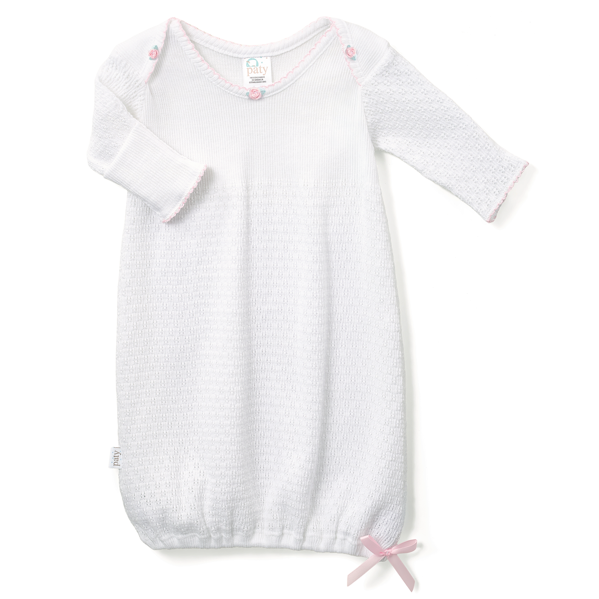 PatyKnit™ Overlap Shoulder Gown with Rosettes