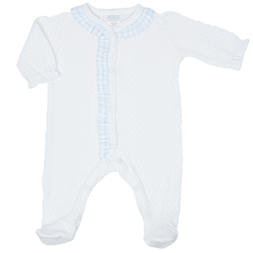 Paty Knit Footie with Gingham Ruffle