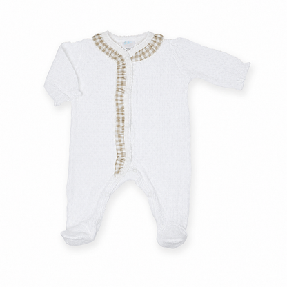 PatyKnit™ Footie with Gingham Ruffle