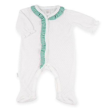PatyKnit™ Footie with Gingham Ruffle