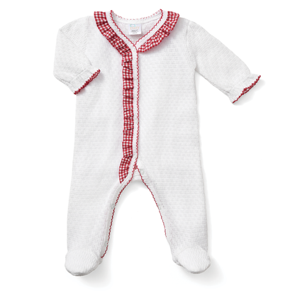PatyKnit™ Footie with Gingham Ruffle