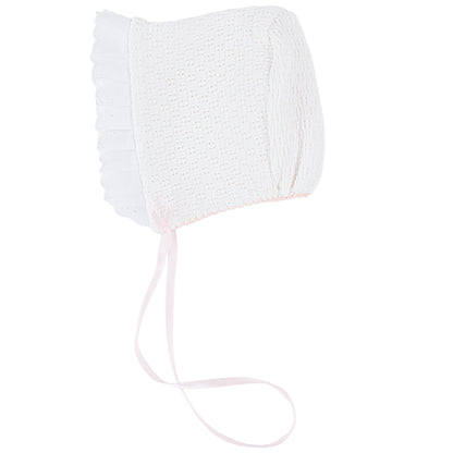 Bonnet with Eyelet Trim