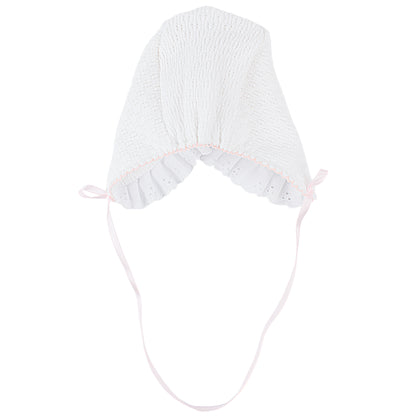 Bonnet with Eyelet Trim