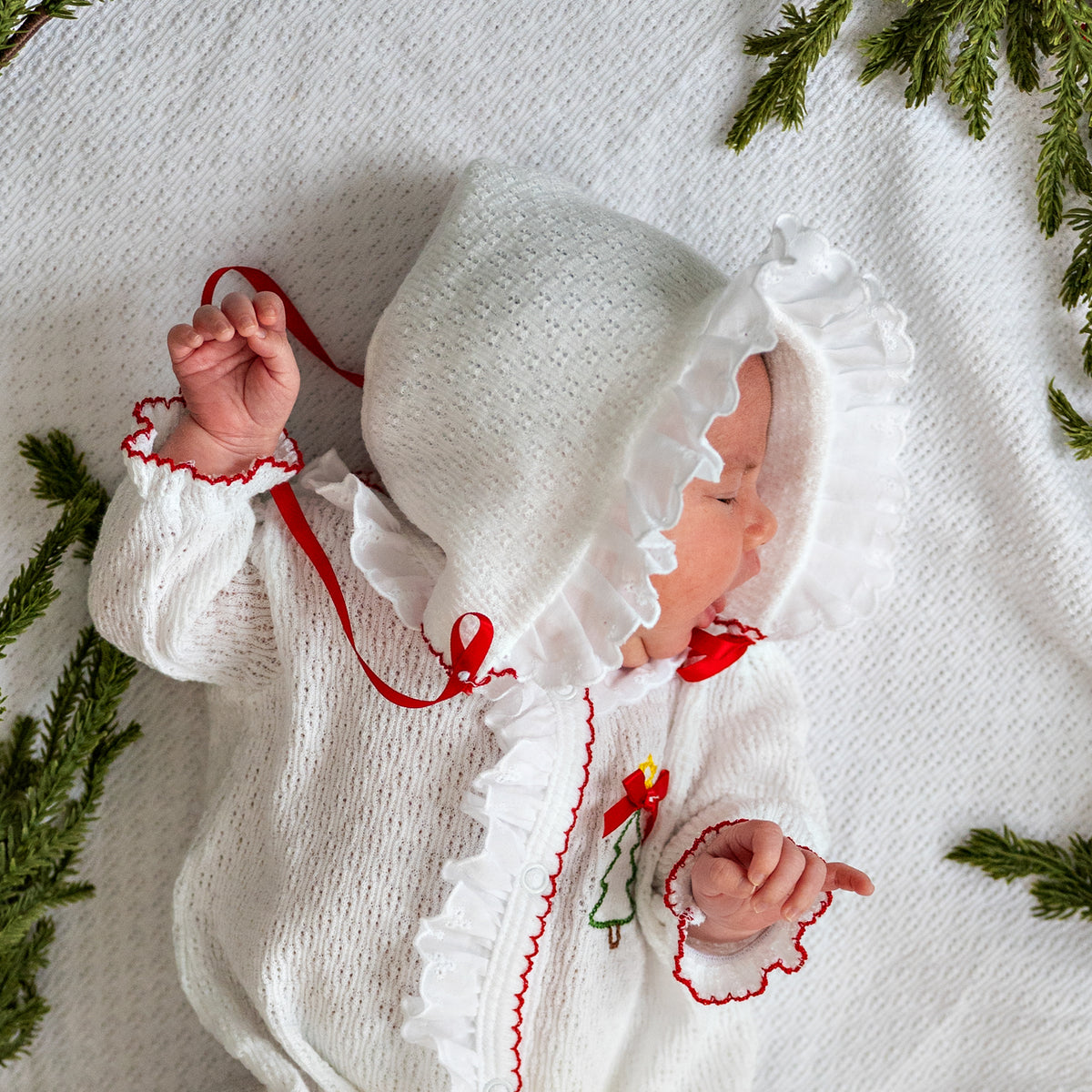PatyKnit™ Bonnet with Eyelet Trim