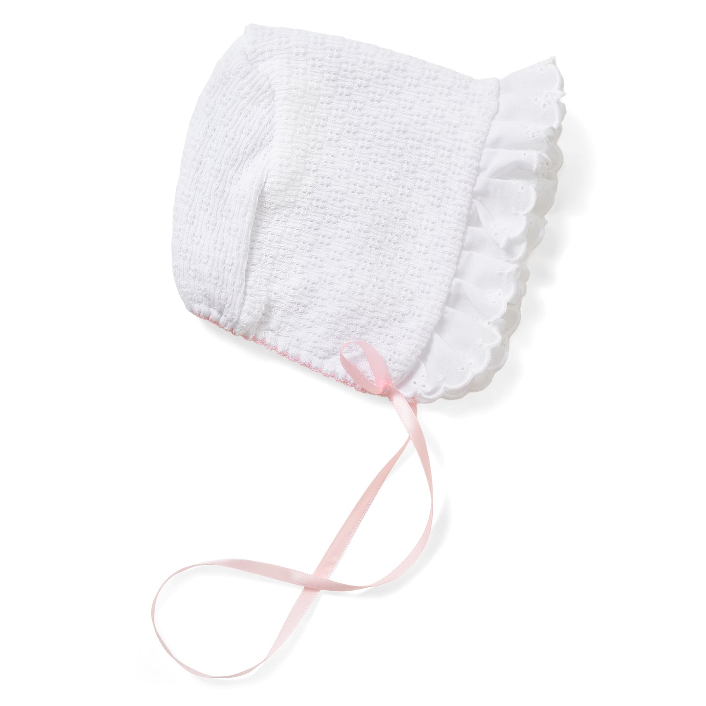 Paty Knit Bonnet with Eyelet Trim