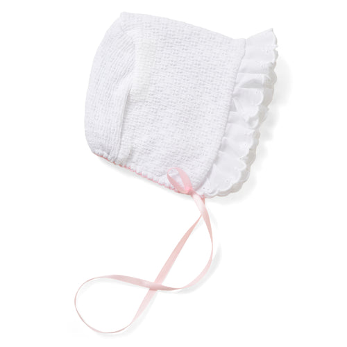 Paty Knit Bonnet with Eyelet Trim