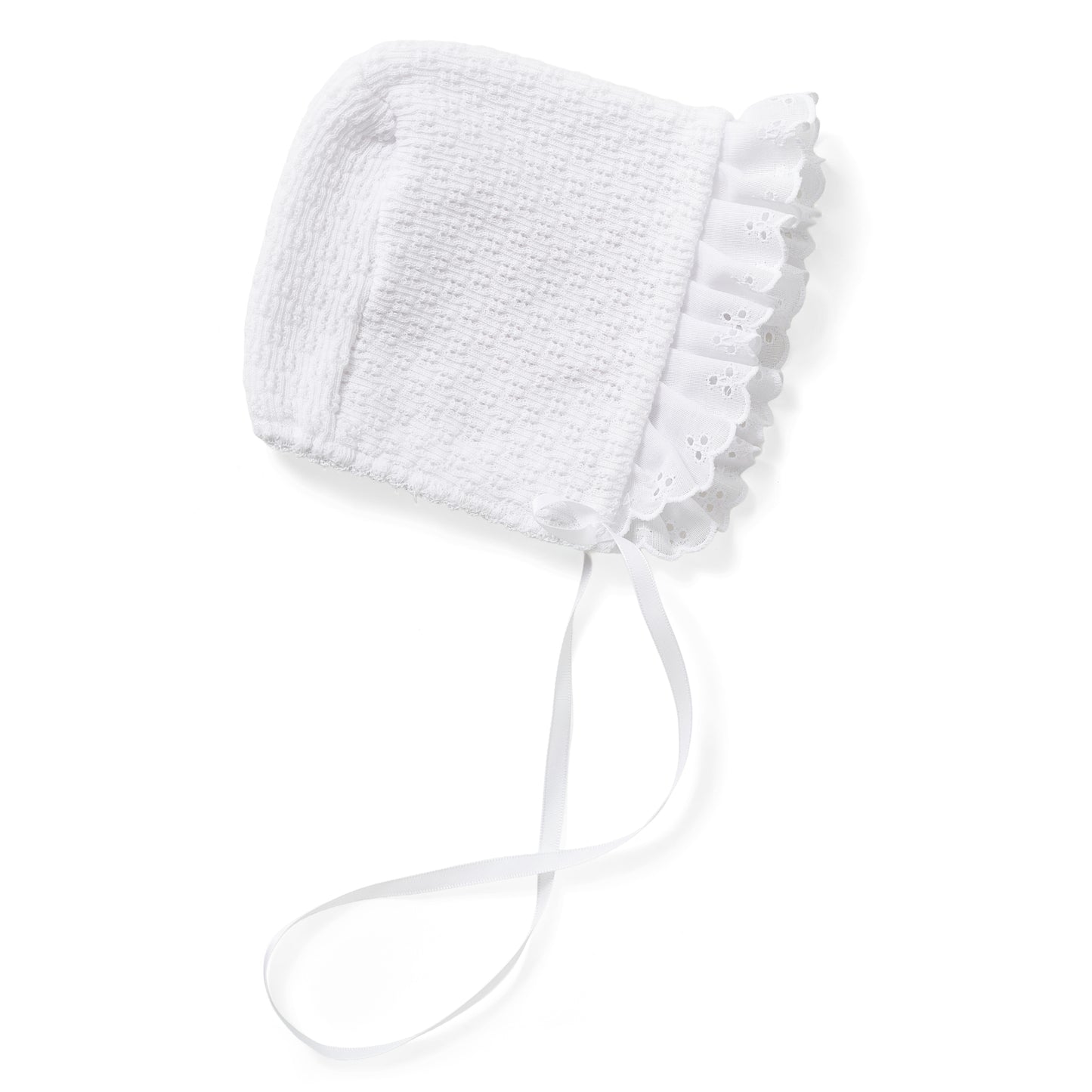 Paty Knit Bonnet with Eyelet Trim