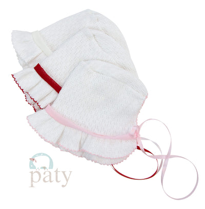 Paty Knit Bonnet with Chiffon Trim #118CH