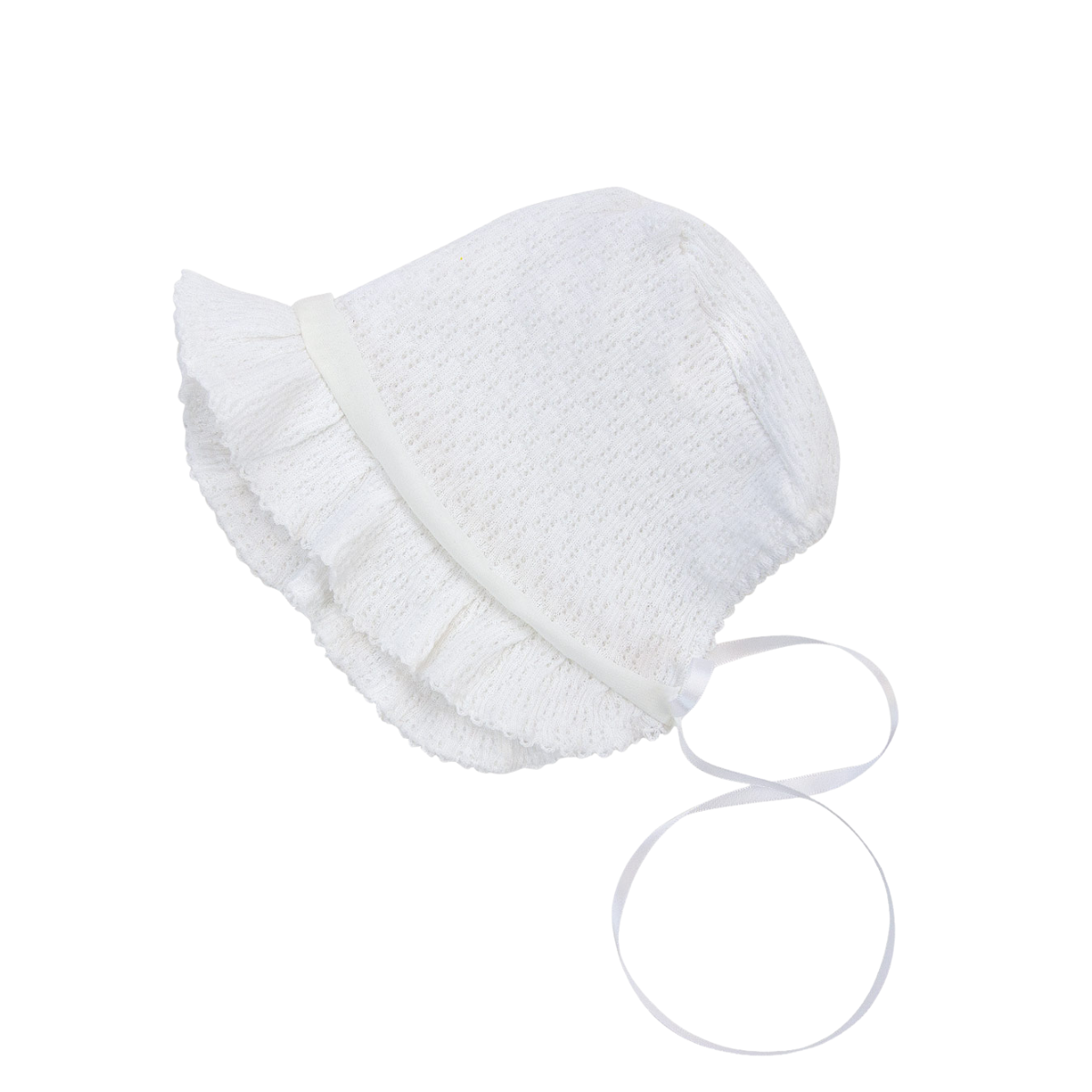 Paty Knit Bonnet with Chiffon Trim #118CH