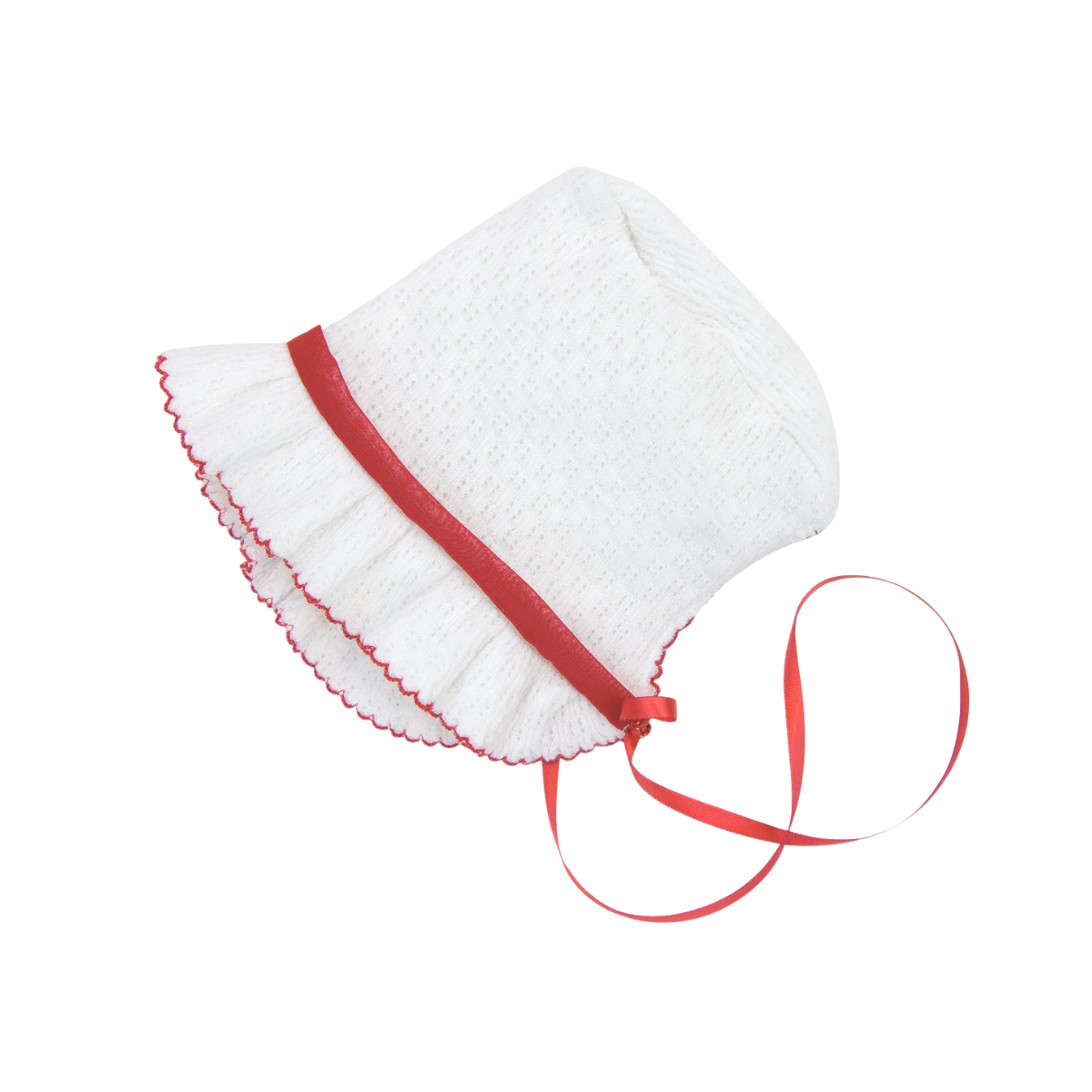 Paty Knit Bonnet with Chiffon Trim #118CH