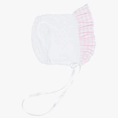 Paty Knit Bonnet, Gingham Ruffle #118GHM