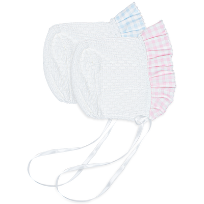 Paty Knit Bonnet, Gingham Ruffle #118GHM