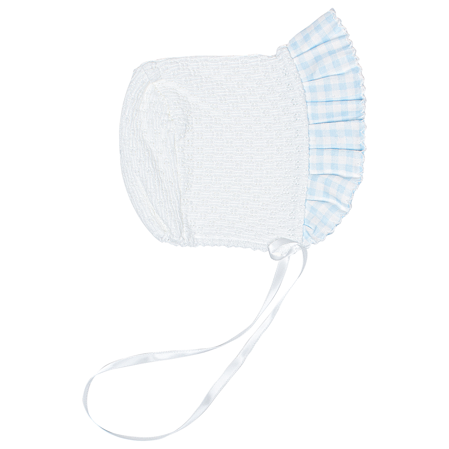 Paty Knit Bonnet, Gingham Ruffle #118GHM
