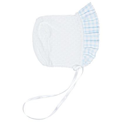 Paty Knit Bonnet, Gingham Ruffle #118GHM