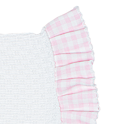 Paty Knit Bonnet, Gingham Ruffle #118GHM