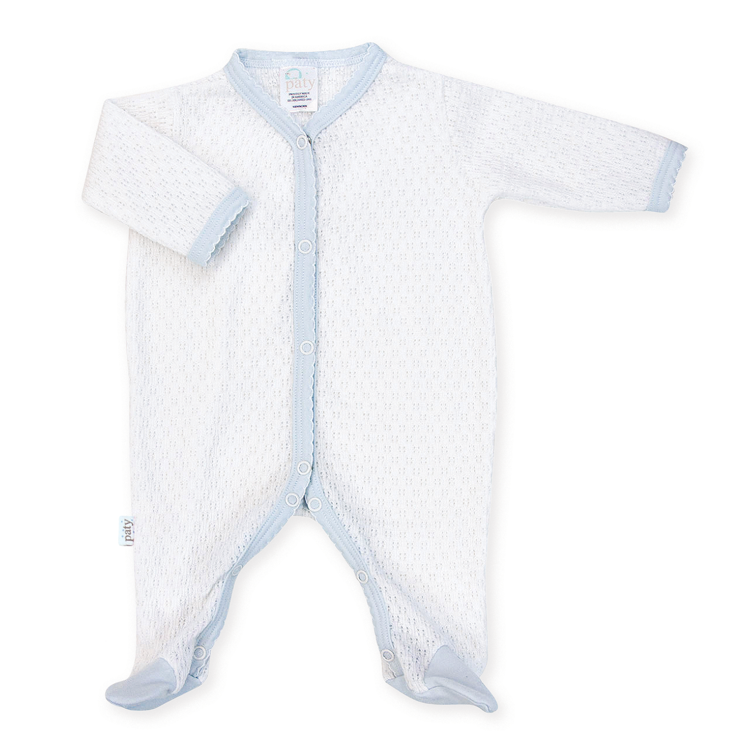 Paty Knit Footie with Pima Trim