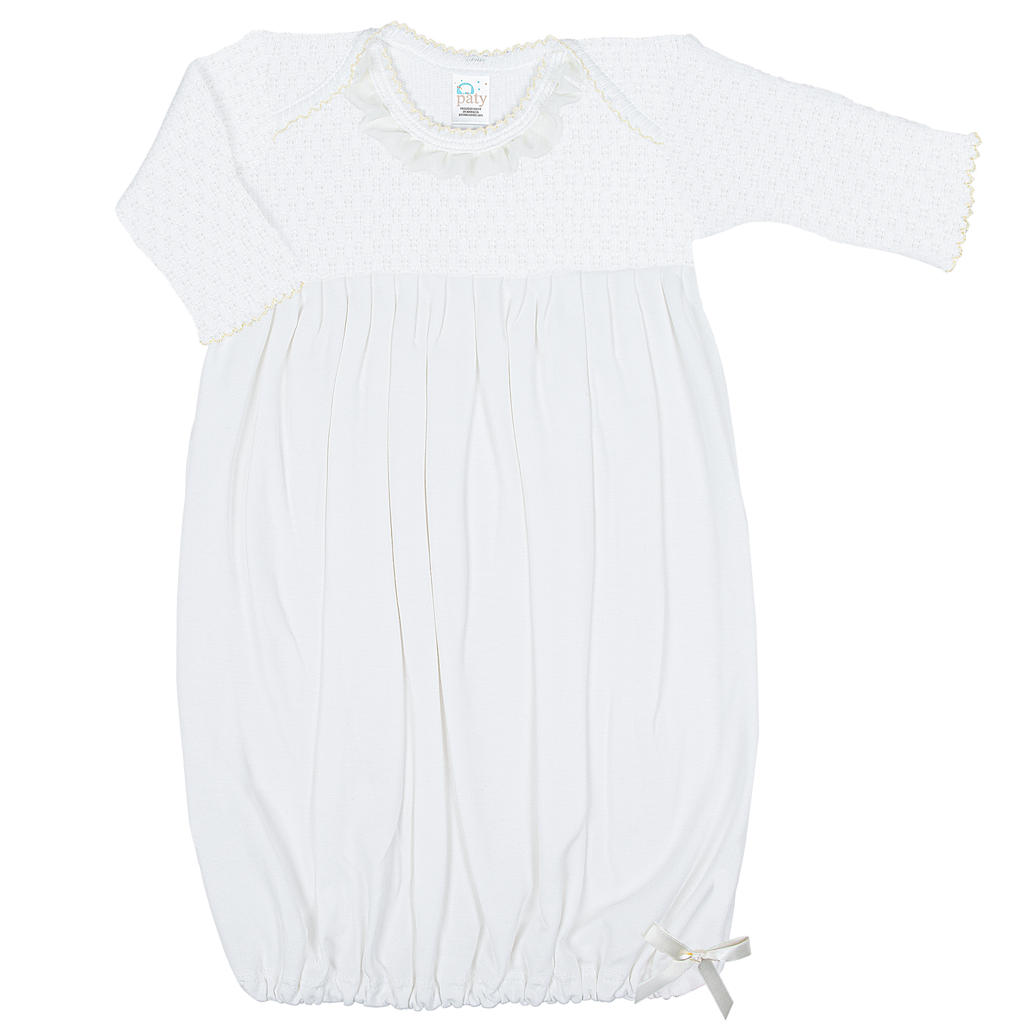 Paty Knit Overlap Shoulder Gown with Chiffon Ruffle & Pima #120