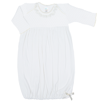 Paty Knit Overlap Shoulder Gown with Chiffon Ruffle & Pima #120