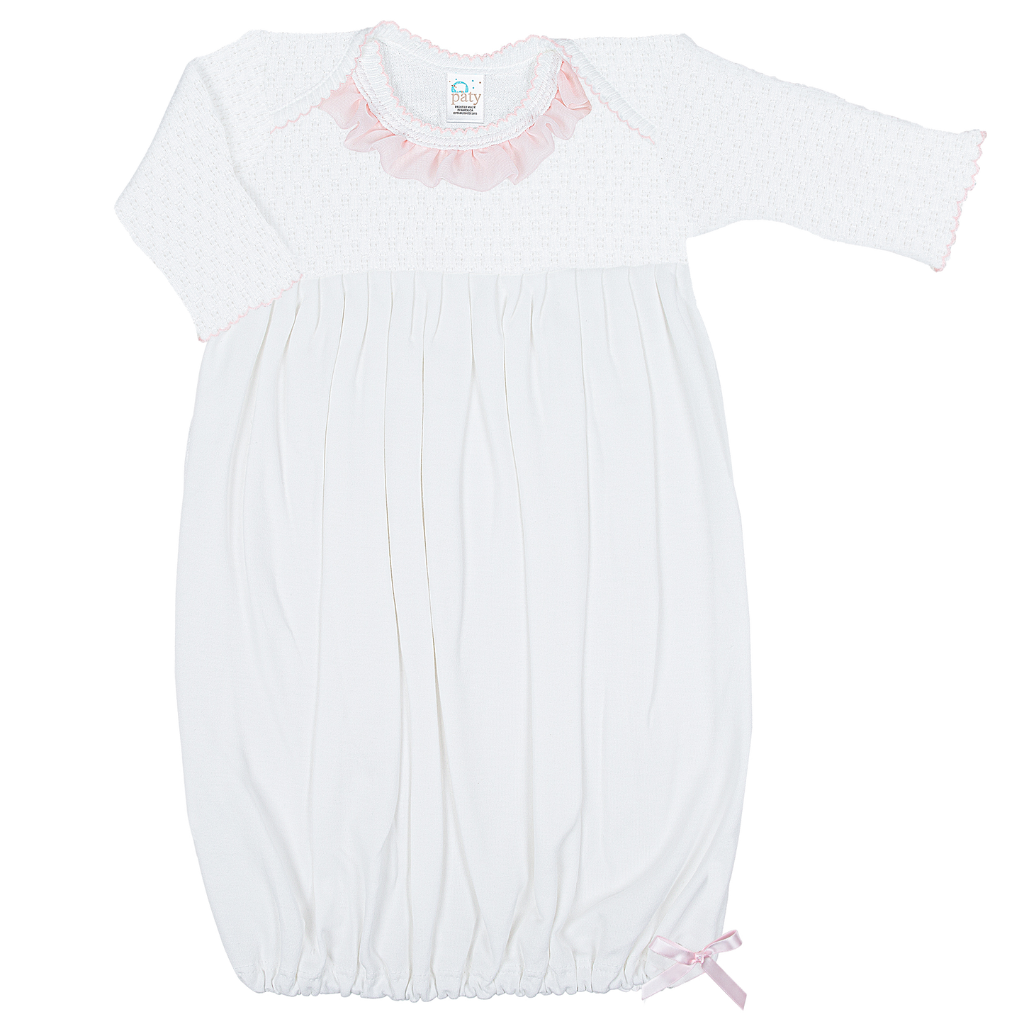 Paty Knit Overlap Shoulder Gown with Chiffon Ruffle & Pima #120