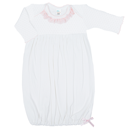 Paty Knit Overlap Shoulder Gown with Chiffon Ruffle & Pima #120
