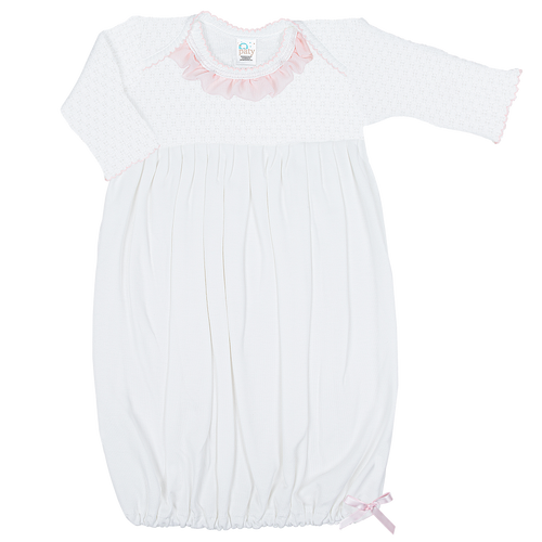 Paty Knit & Pima Overlap Shoulder Gown with Chiffon Trim