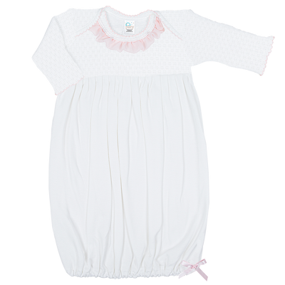 Paty Knit Overlap Shoulder Gown with Chiffon Ruffle & Pima #120