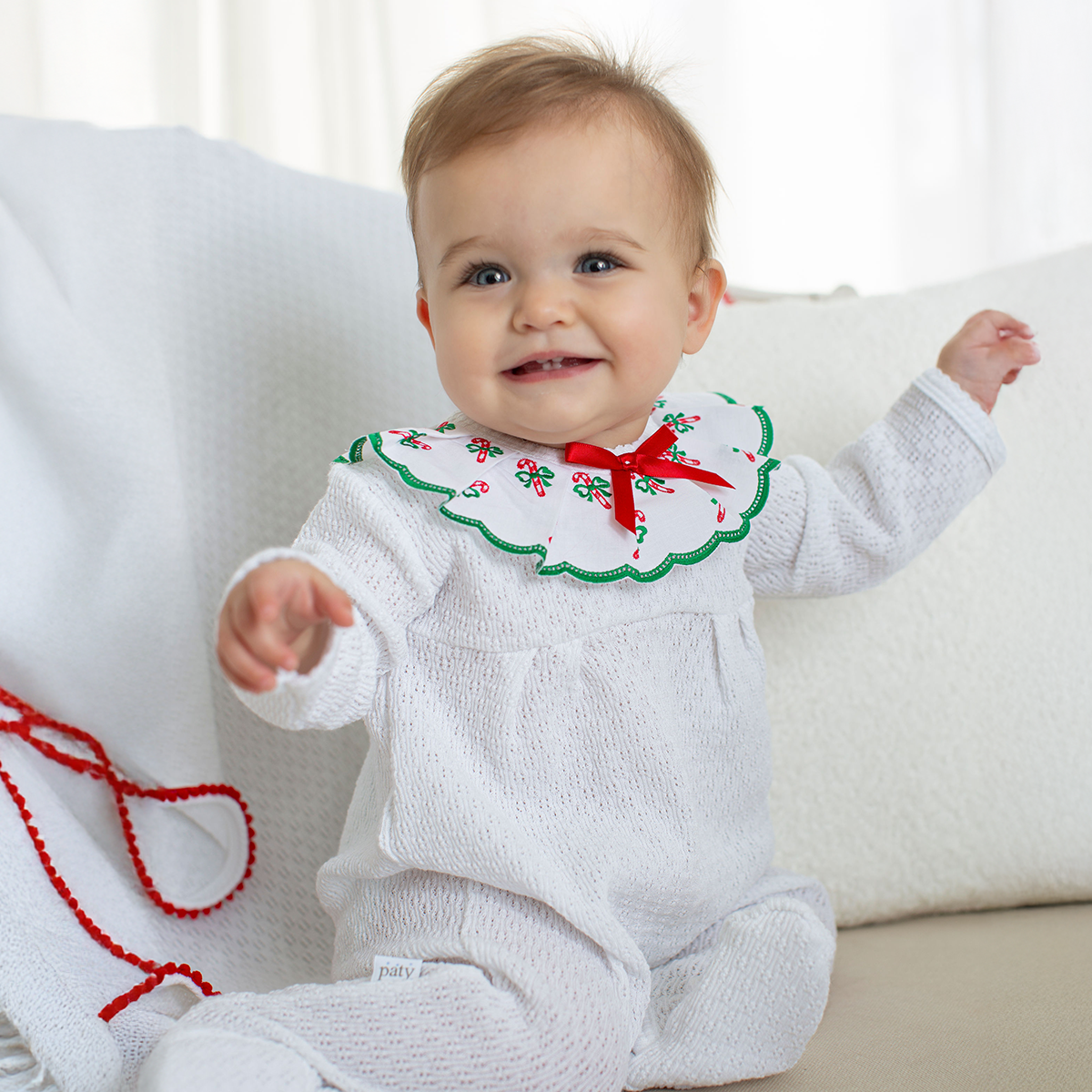 Paty Knit Swiss Candy Cane Footie (Christmas Collection)