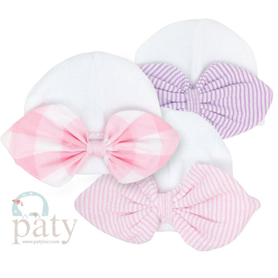 Newborn Paty Knit Saylor Beanie with Bow #126RBW