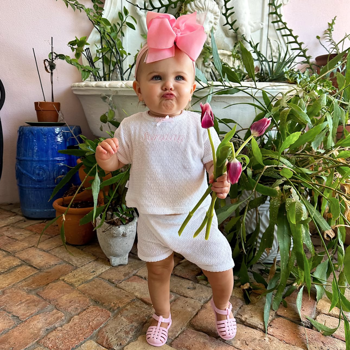 Paty Knit 2 pc Play Set with Shirt and Short with a Bow
