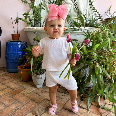 Paty Knit 2 pc Play Set with Shirt and Short with a Bow