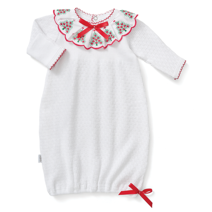 Paty Knit Christmas Gown with Swiss Tree Embroidery