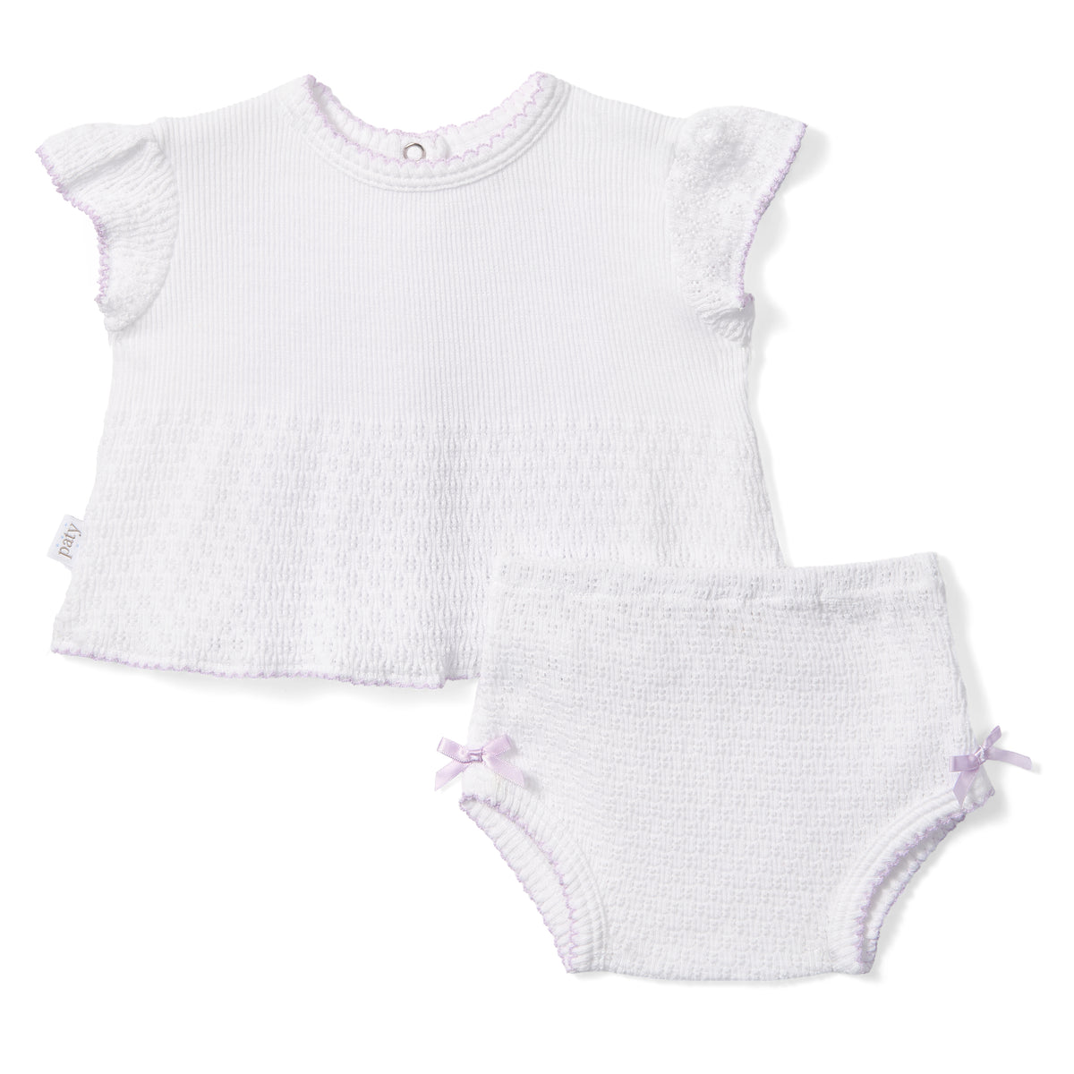 PatyKnit™ Flutter Sleeve Diaper Set with Bows