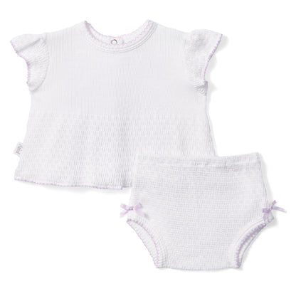 PatyKnit™ Flutter Sleeve Diaper Set with Bows