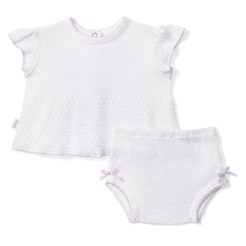 PatyKnit™ Flutter Sleeve Diaper Set with Bows