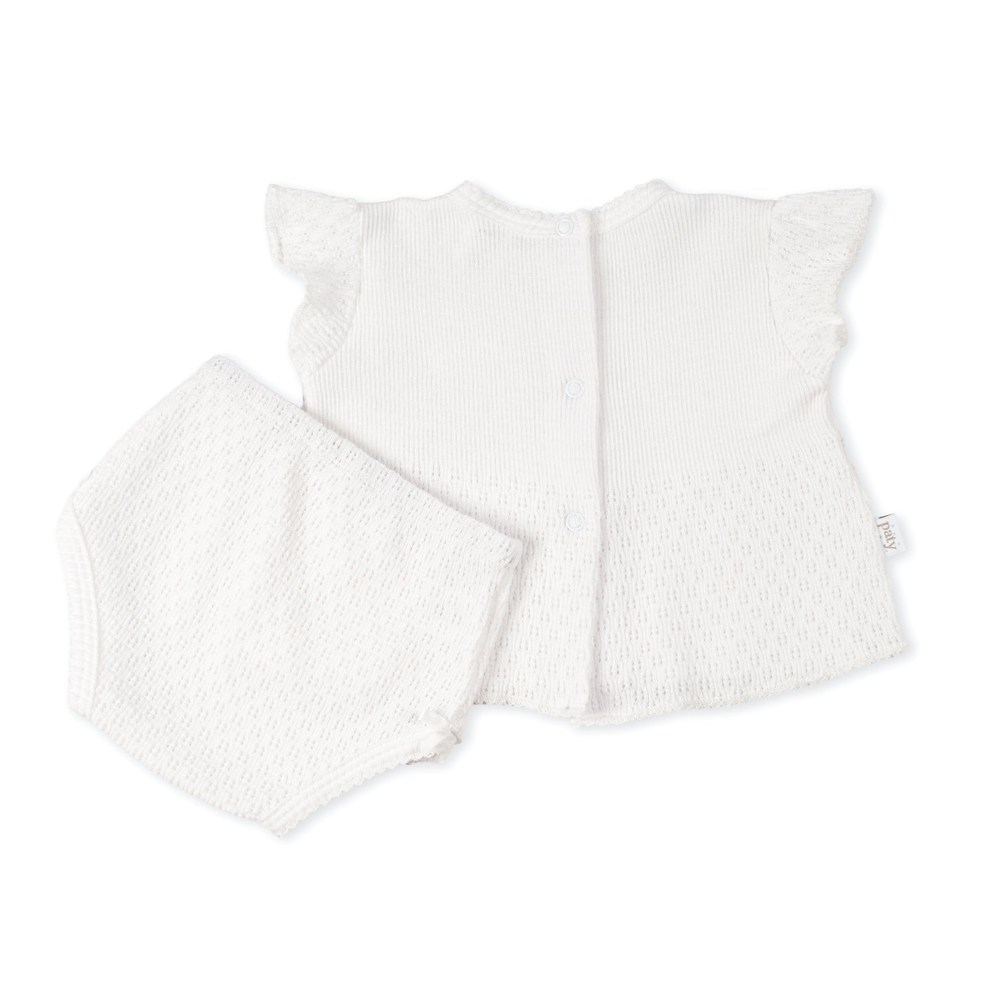 Paty Knit Flutter Sleeve Diaper Set with Bows