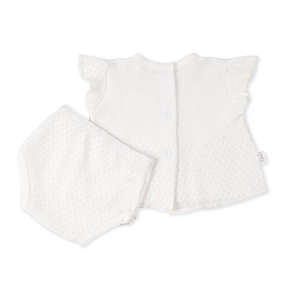 Paty Knit Flutter Sleeve Diaper Set with Bows