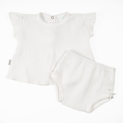 Paty Knit Flutter Sleeve Diaper Set with Bows