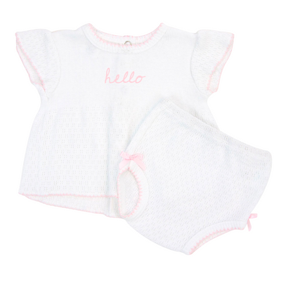 Paty Knit, Monogrammed, Flutter Sleeve Diaper Set #MG131