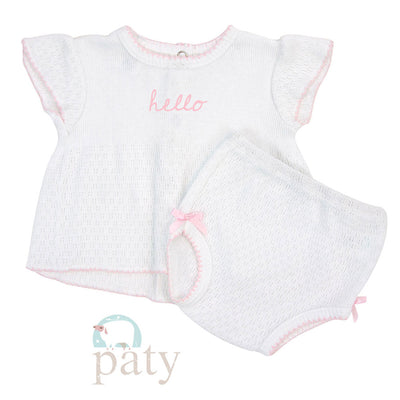 #MG131 Monogrammed 2 PC Flutter Sleeve Diaper Set, Bows