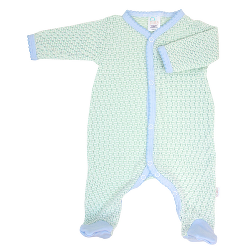 Paty Knit Solid Color Footie with Pima Trim