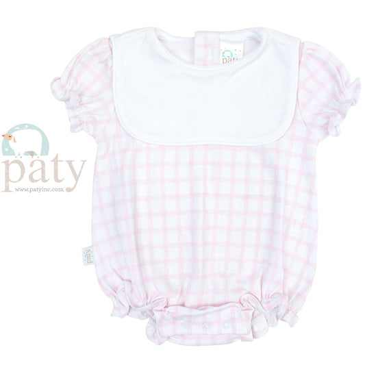 Pima Pink Gingham Bubble with Bib