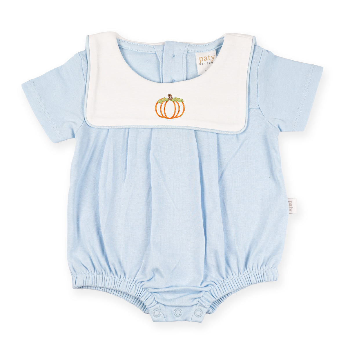 Paty Organic Cotton Pumpkin Embroidery Bubble with Bib