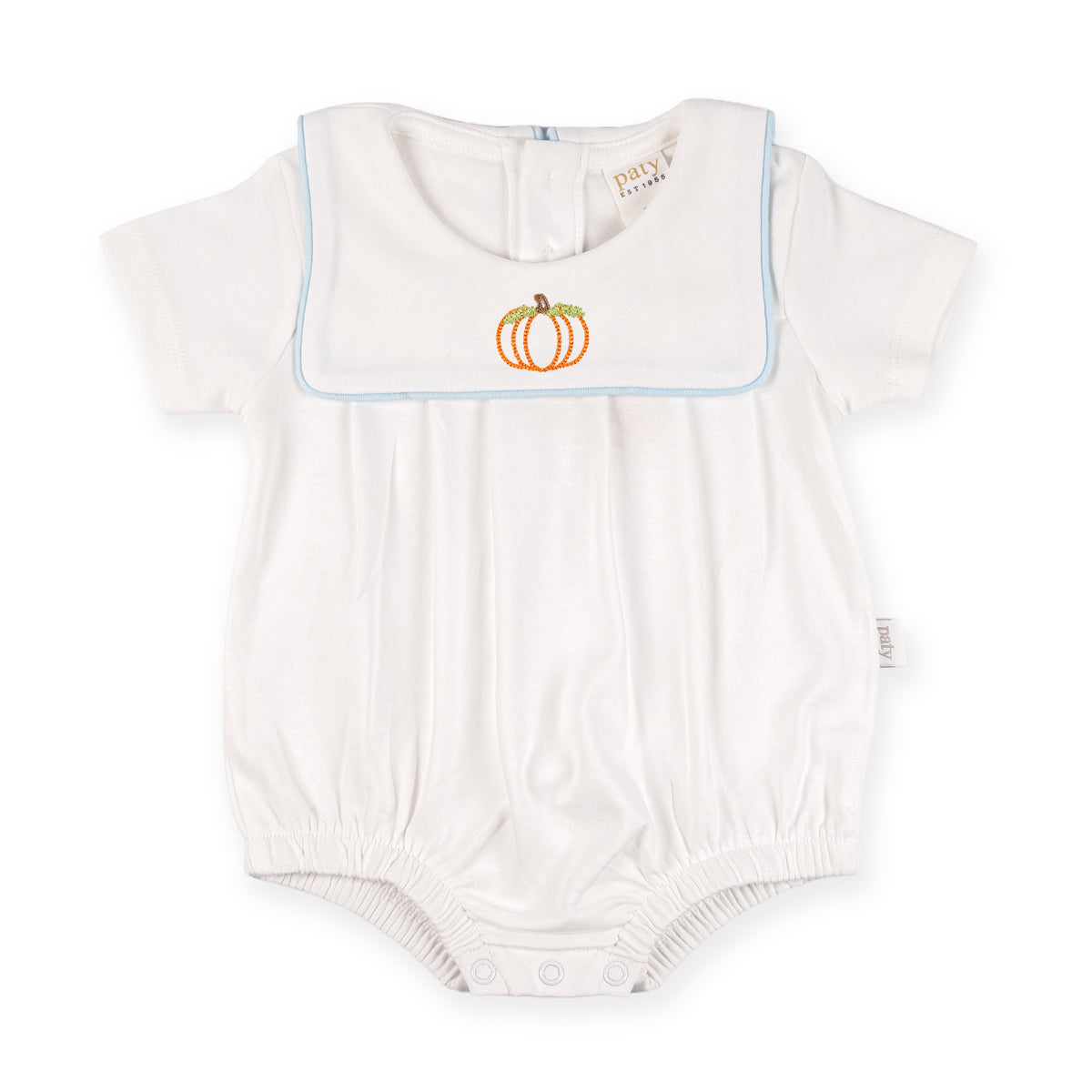 Paty Organic Cotton Pumpkin Embroidery Bubble with Bib
