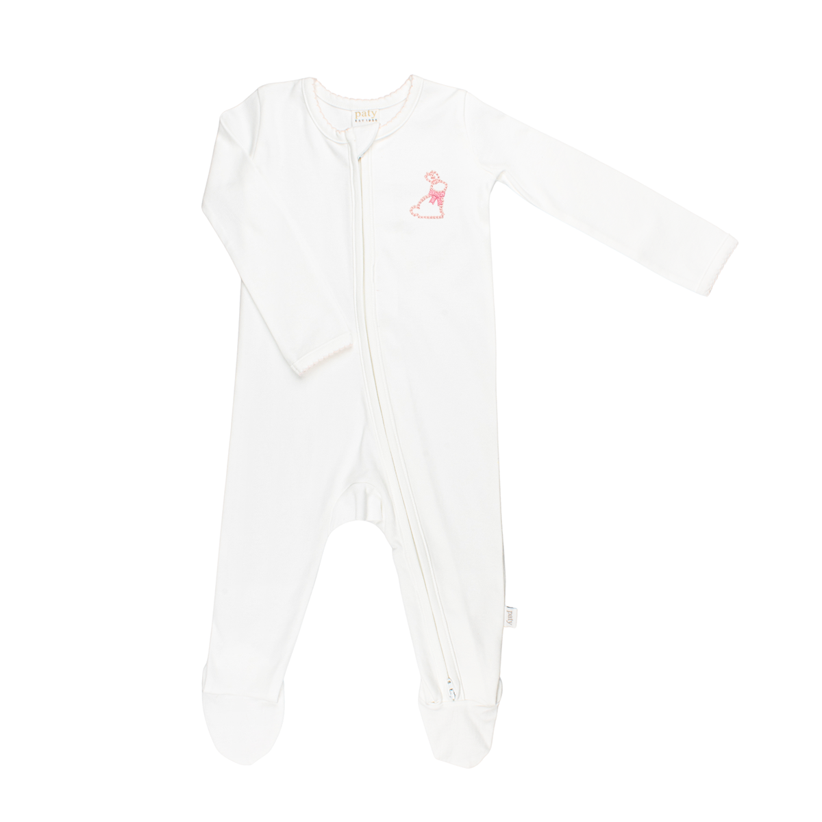 Organic Cotton Zipper Footie with Bunny Embroidery